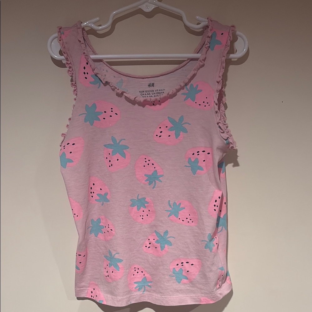 H&M Kids Pink Strawberry Tank Top
